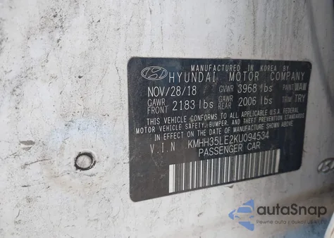 2019 Hyundai Elantra Gt from USA, damaged, VIN KMHH35LE2KU094534